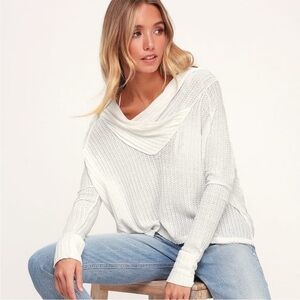 Free People We The Free Wildcats Thermal Cowl Neck White Top XS